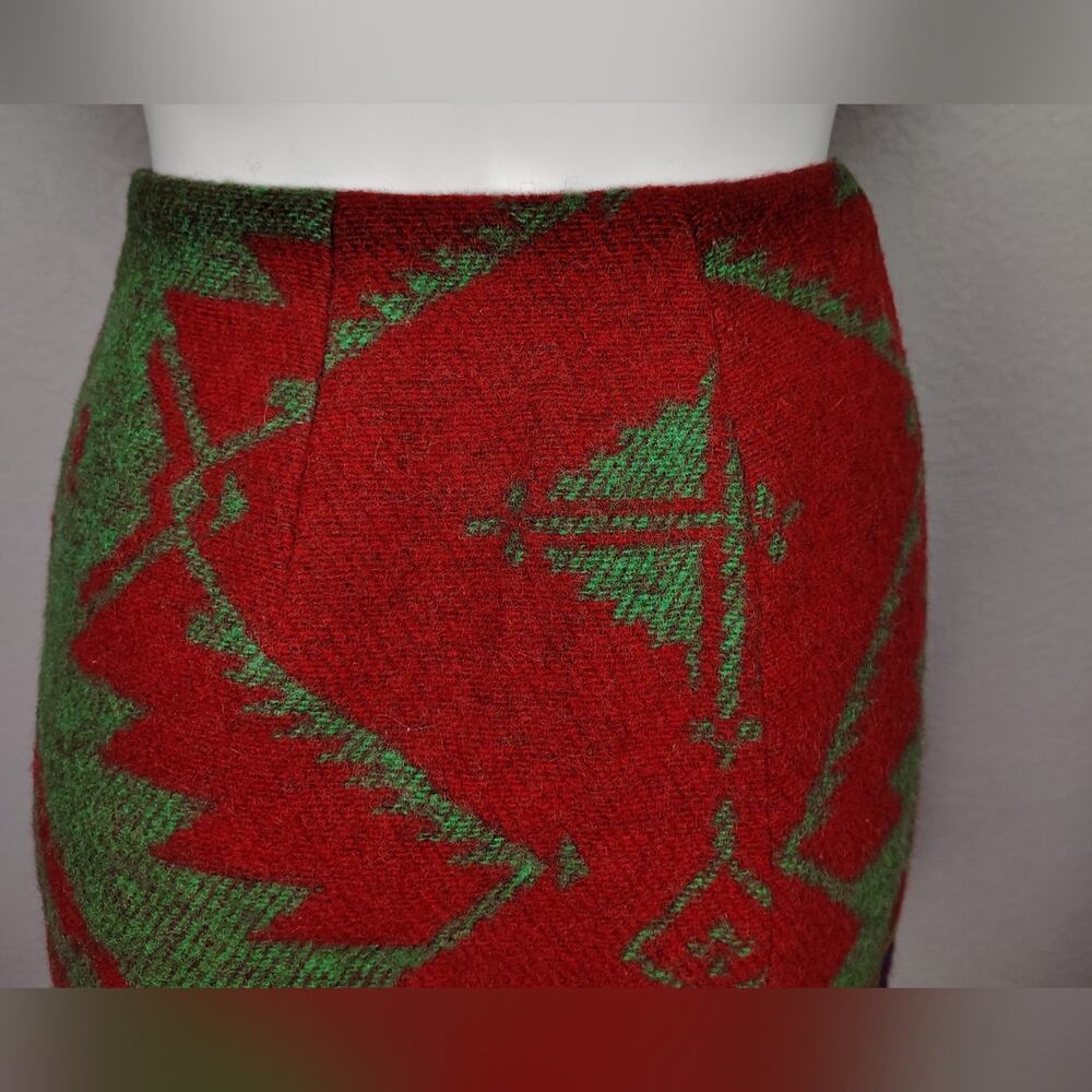 Ralph Lauren Country Wool Southwest Tribal Blanket Skirt Red Blue Green 6 - Picture 13 of 16
